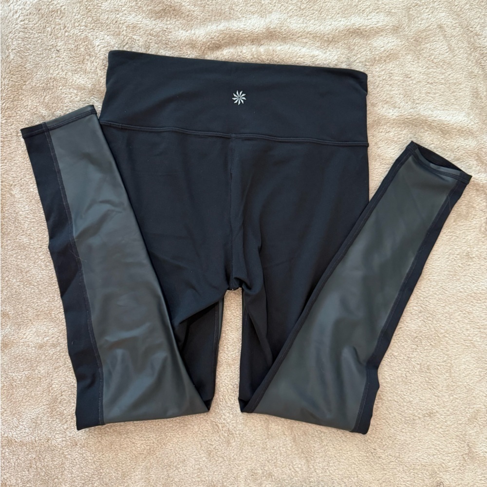 ATHLETA Women’s Gleam Tight leggings Black small faux leather trendy sporty - Picture 4 of 4